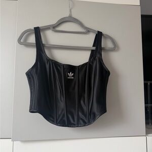 Adidas Women's Shiny Black Crop Top